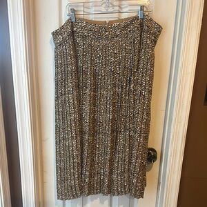 J. Crew Brown and Black Pleated Midi Skirt